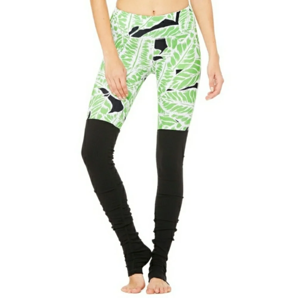 Alo Yoga Goddess Legging Palm Springs Black Glowstick SZ XS